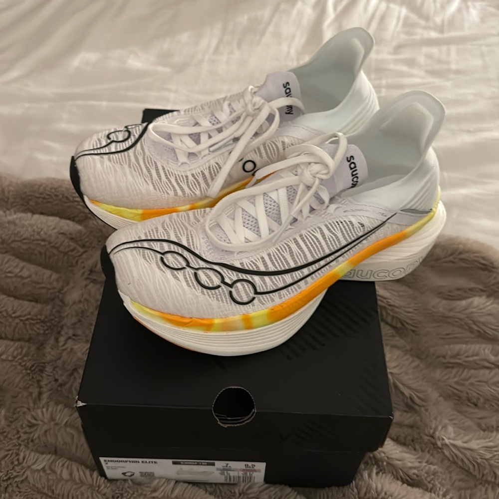 Saucony White and Orange Athletic Shoes